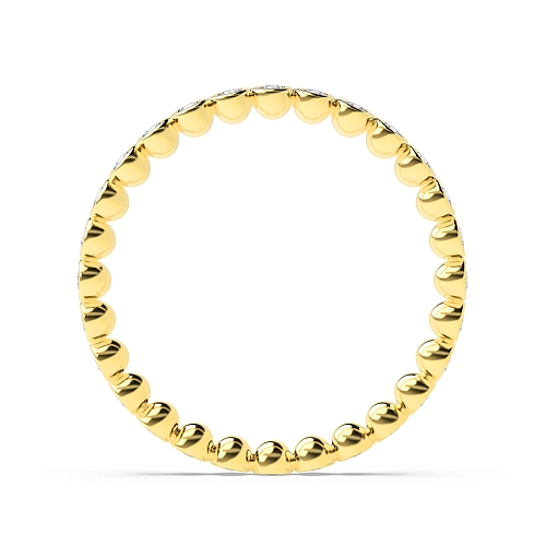 Bezel Setting Round Yellow Gold Petite Band Diamond Rings