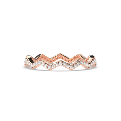 4 Prong Round Rose Gold Zig zag minimalist Diamond Rings