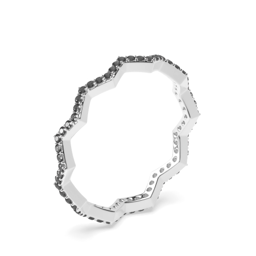 4 Prong Round Zig zag minimalist Black Eternity Diamond Rings