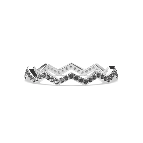 4 Prong Round Zig zag minimalist Black Eternity Diamond Rings