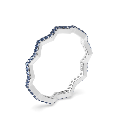 4 Prong Round Zig zag minimalist Blue Sapphire Diamond Rings