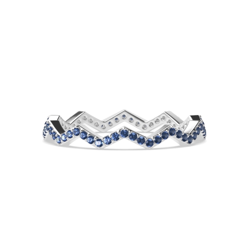 4 Prong Round Zig zag minimalist Blue Sapphire Diamond Rings