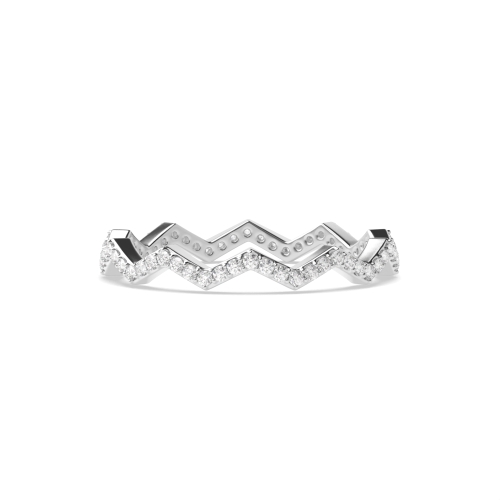 4 Prong Round White Gold Zig zag minimalist Full Eternity Diamond Rings