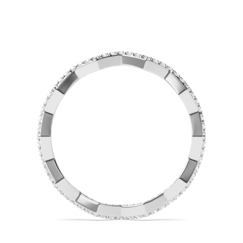 4 Prong Round White Gold Zig zag minimalist Full Eternity Diamond Rings