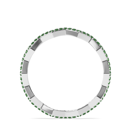 4 Prong Round Zig zag minimalist Emerald Diamond Rings