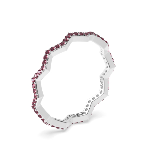 4 Prong Round Zig zag minimalist Ruby Diamond Rings