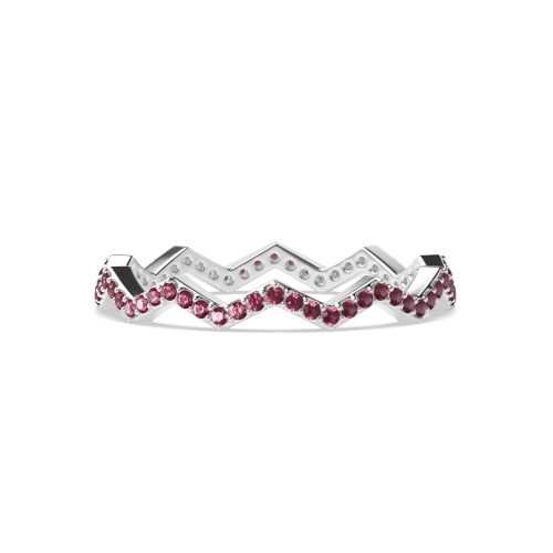4 Prong Round Zig zag minimalist Ruby Diamond Rings