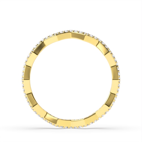 4 Prong Round Yellow Gold Zig zag minimalist Diamond Rings