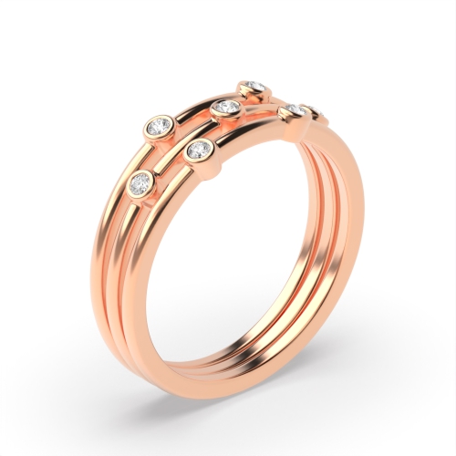 Bezel Setting Round Rose Gold Tiered Aperture Eternity Diamond Rings