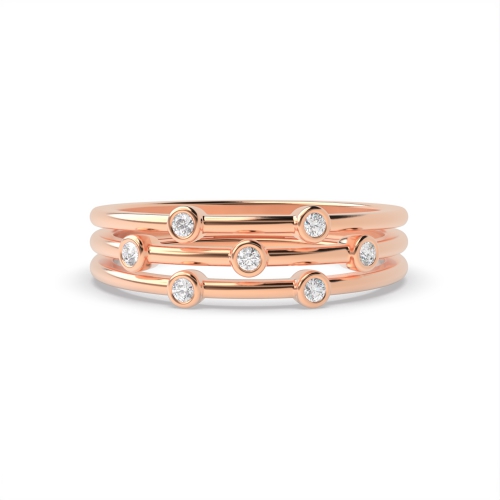 Bezel Setting Round Rose Gold Tiered Aperture Eternity Diamond Rings