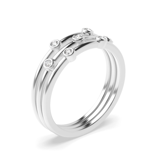 Bezel Setting Round Tiered Aperture Moissanite Eternity Diamond Rings