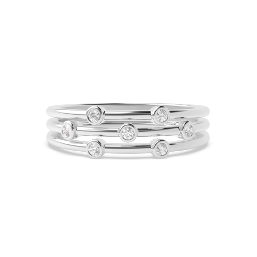 Bezel Setting Round Tiered Aperture Moissanite Eternity Diamond Rings