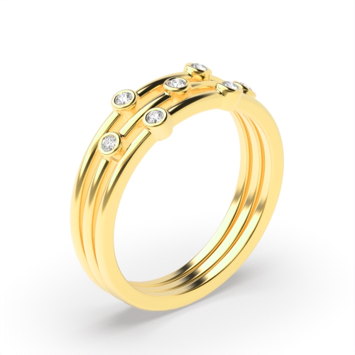 Bezel Setting Round Yellow Gold Tiered Aperture Eternity Diamond Rings
