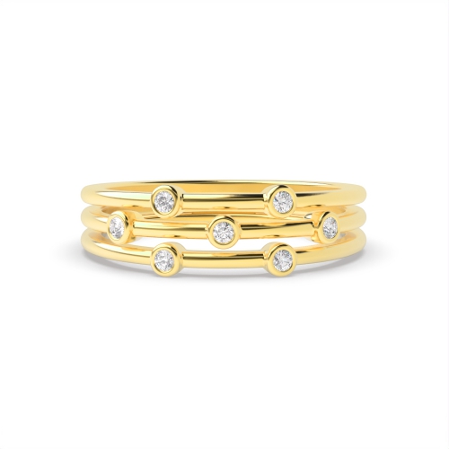 Bezel Setting Round Yellow Gold Tiered Aperture Eternity Diamond Rings