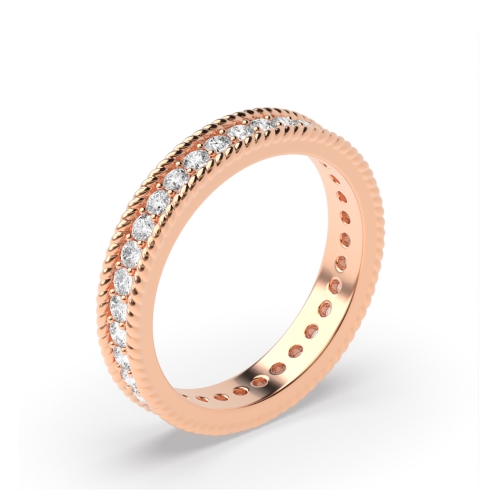 Pave Setting Round Rose Gold Milligrain Diamond Rings