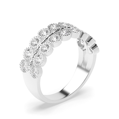 Bezel Setting Round White Gold Two row milligrain Unique Eternity Bands Diamond Rings