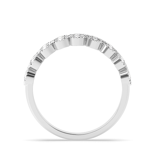Bezel Setting Round White Gold Two row milligrain Unique Eternity Bands Diamond Rings