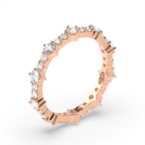 4 Prong Round Rose Gold Unusual Eternity Diamond Rings