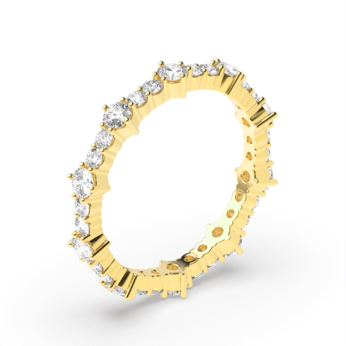 4 Prong Round Yellow Gold Unusual Eternity Diamond Rings