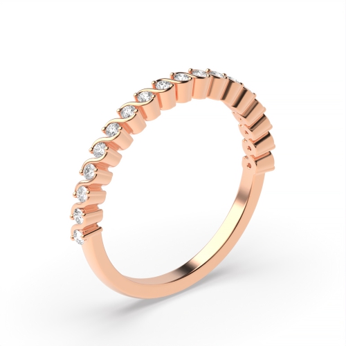 Pave Setting Round Rose Gold Noble Eternity Diamond Rings