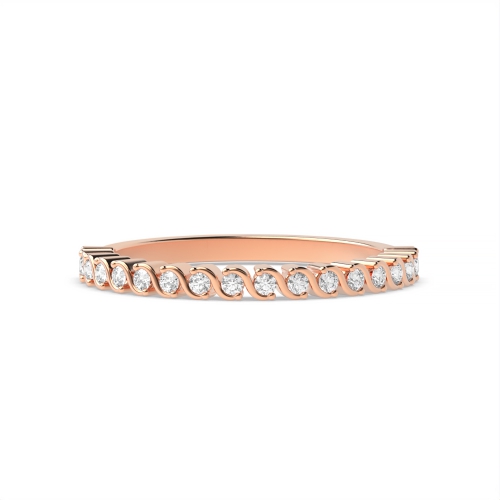Pave Setting Round Rose Gold Noble Eternity Diamond Rings