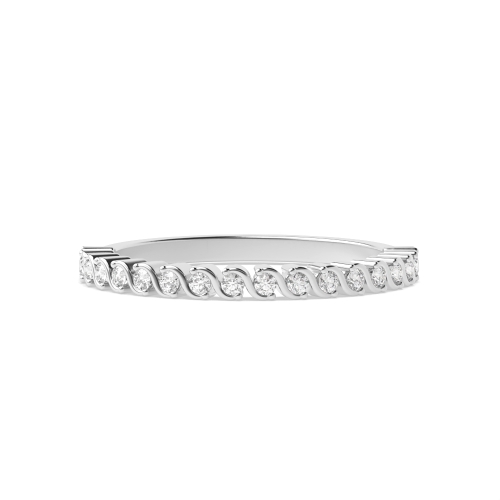 Pave Setting Round Noble Half Eternity Diamond Rings