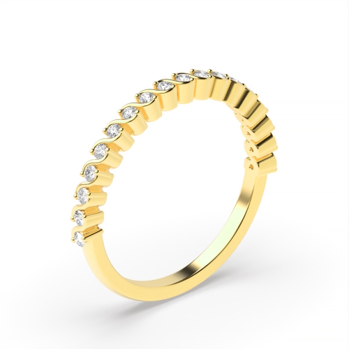 Pave Setting Round Yellow Gold Noble Eternity Diamond Rings