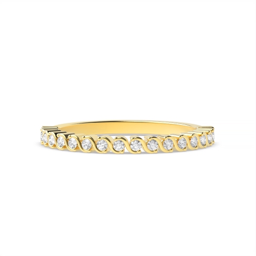 Pave Setting Round Yellow Gold Noble Eternity Diamond Rings
