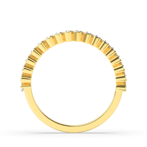 Pave Setting Round Yellow Gold Noble Eternity Diamond Rings