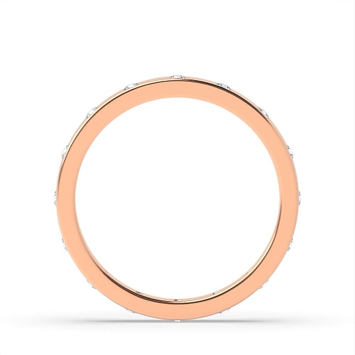 Flush Setting Round Rose Gold Flat profile Band Diamond Rings