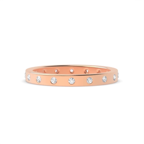 Flush Setting Round Rose Gold Flat profile Diamond Rings
