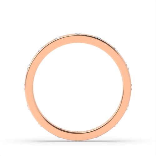 Flush Setting Round Rose Gold Flat profile Diamond Rings