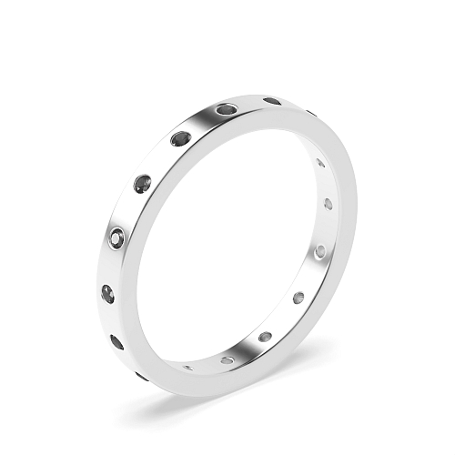 Flush Setting Round Flat profile Black Band Diamond Rings