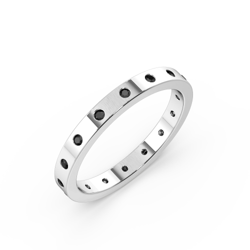 Flush Setting Round Flat profile Black Eternity Diamond Rings