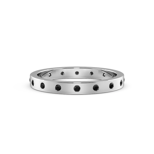 Flush Setting Round Flat profile Black Eternity Diamond Rings