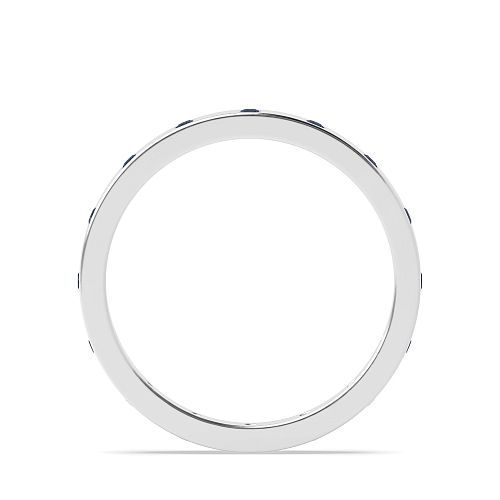 Flush Setting Round Flat profile Blue Sapphire Band Diamond Rings