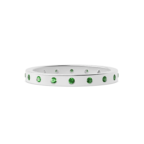 Flush Setting Round Flat profile Emerald Diamond Rings