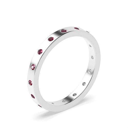 Flush Setting Round Flat profile Ruby Diamond Rings