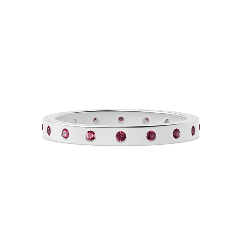 Flush Setting Round Flat profile Ruby Diamond Rings