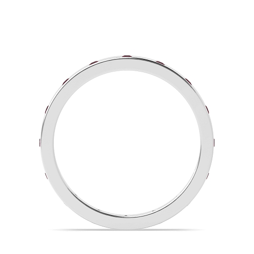 Flush Setting Round Flat profile Ruby Diamond Rings