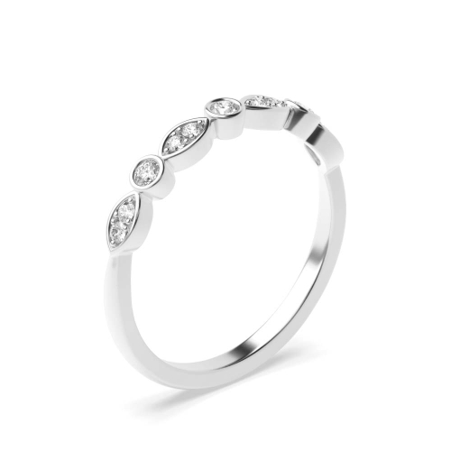 Bezel Setting Round Silver Half Eternity Diamond Rings