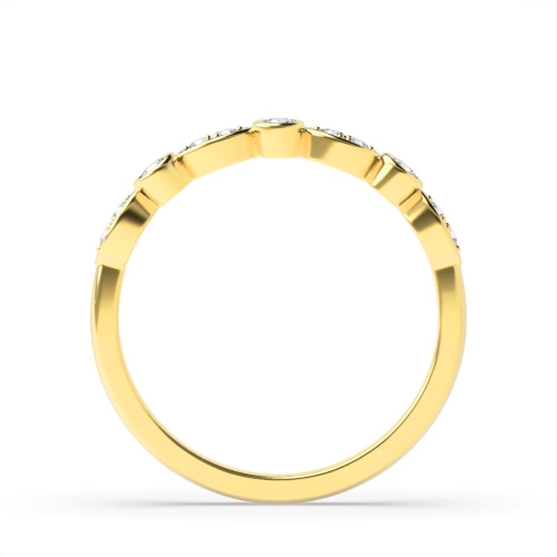 Bezel Setting Round Yellow Gold Half Eternity Diamond Ring