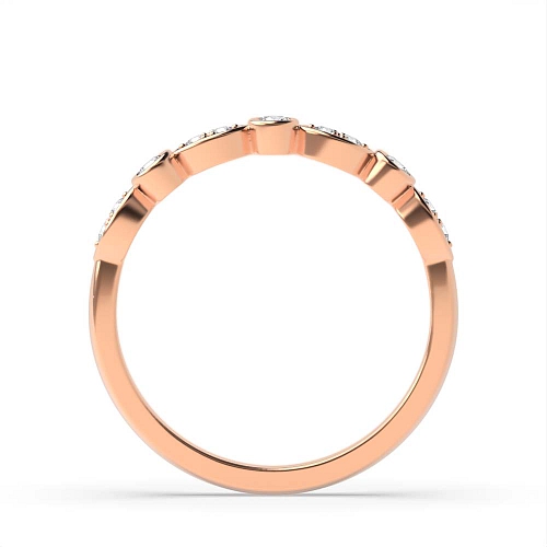 Bezel Setting Round Rose Gold And pave Half Eternity Diamond Rings