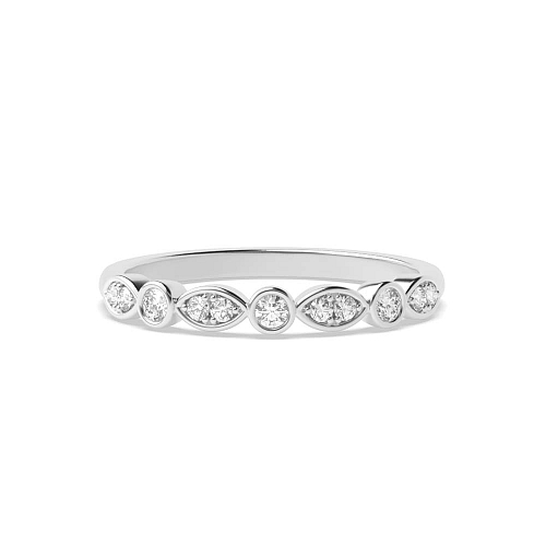 Bezel Setting Round White Gold And pave Diamond Rings