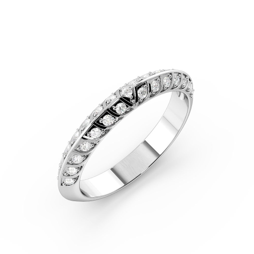 Pave Setting Round Half Eternity Wedding Rings & Bands