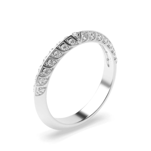 Pave Setting Round Platinum Half Eternity Diamond Rings