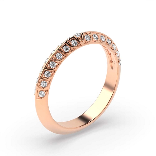 Pave Setting Round Rose Gold Unusual Eternity Diamond Rings