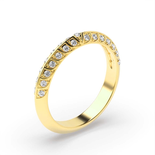 Pave Setting Round Yellow Gold Unusual Eternity Diamond Rings