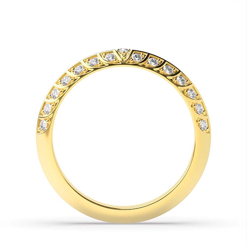 Pave Setting Round Yellow Gold Unusual Eternity Diamond Rings