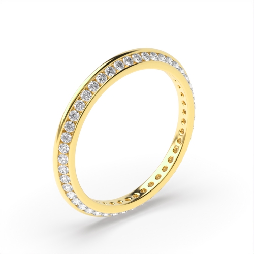 Channel Setting Round Yellow Gold Full Eternity Diamond Rings
